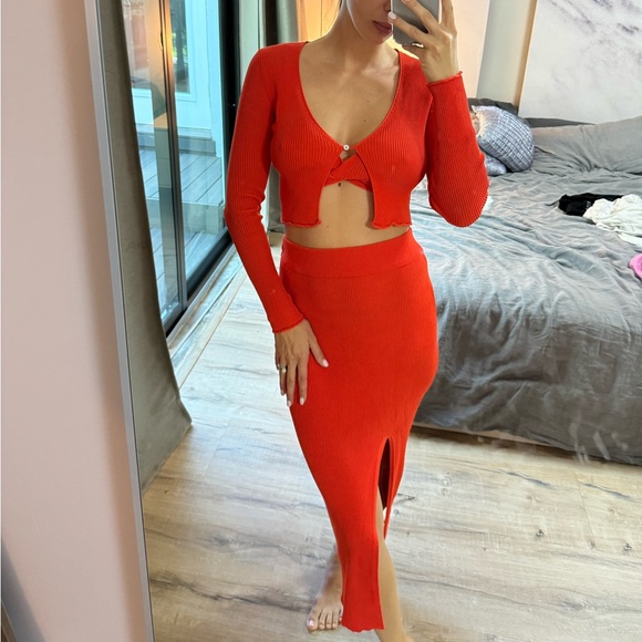Zara 3 piece ribbed orange set bundle S - Picture 3 of 8